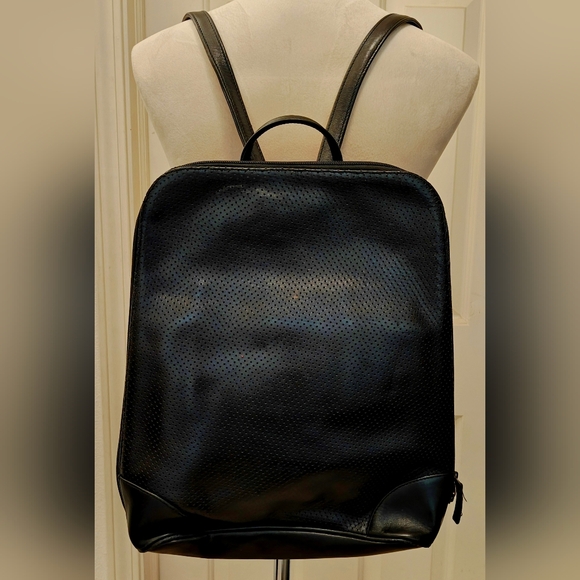 latico Handbags - Y2K Latico Leather Perforated Black Leather Laptop Backpack.
